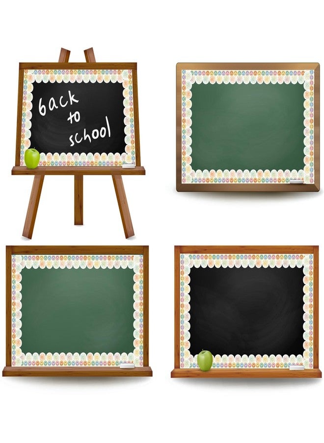 Whaline 32.8ft Preppy Pastel Smile Face Bulletin Board Borders Colorful Firework Poms Scalloped Die-Cut Rolled Border Trim for School Classroom Office Chalkboard Decoration - Image 3